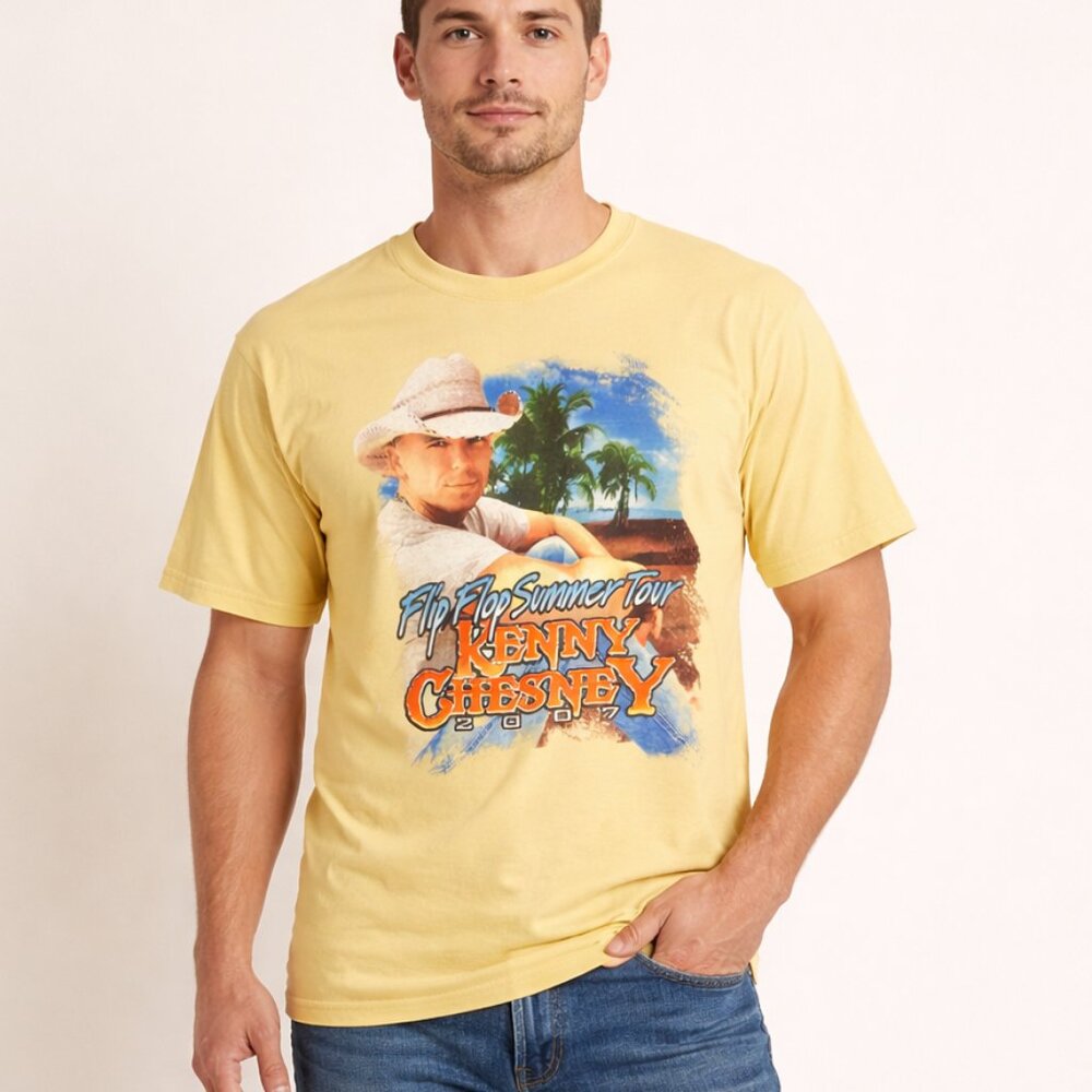 Kenny Chesney Flip Flop Summer Tour 2007 Graphic Tee Shirt Large Country Concert